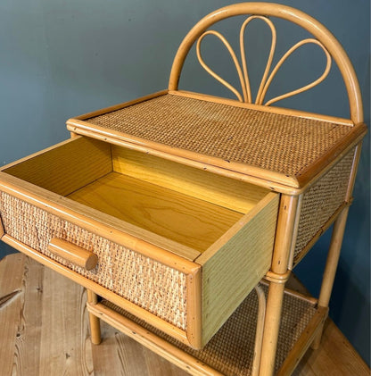 Vintage Bamboo Bedside Table