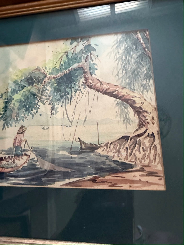 Pair of Vintage Framed Original Water Colour Paintings