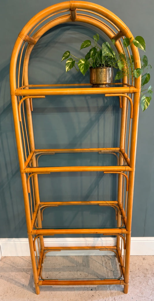 Vintage Bamboo and Glass Shelves