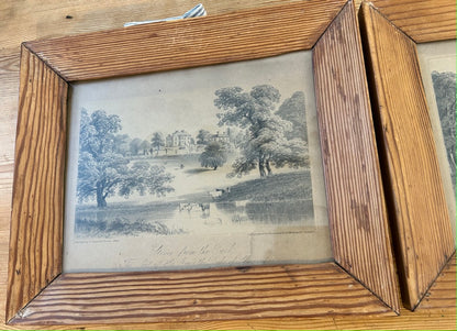 Set of 3 Victorian Devon Landscape Framed Lithographs in Pine frames