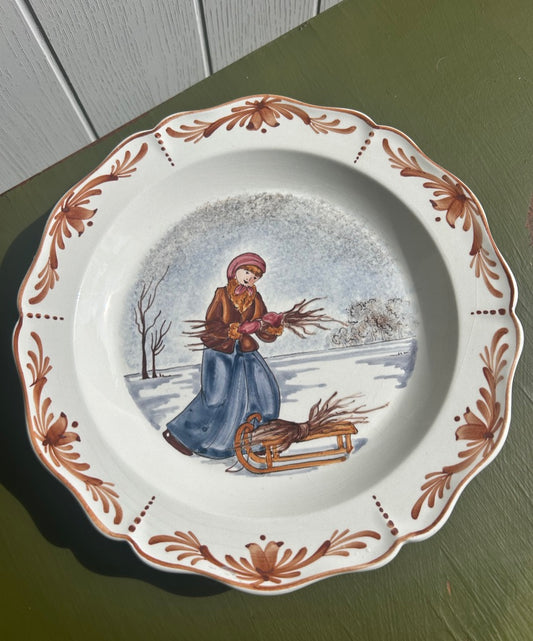 Vintage Austrian Seasons Decorative Wall Plate - Winter