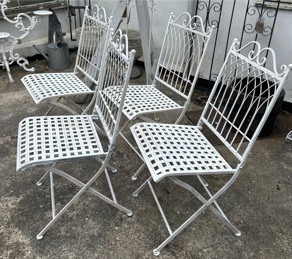 White metal folding Garden Chairs - set of 4