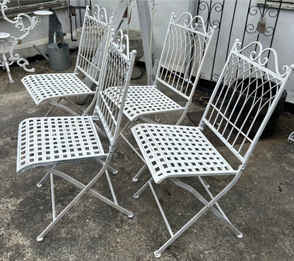 White metal folding Garden Chairs - set of 4