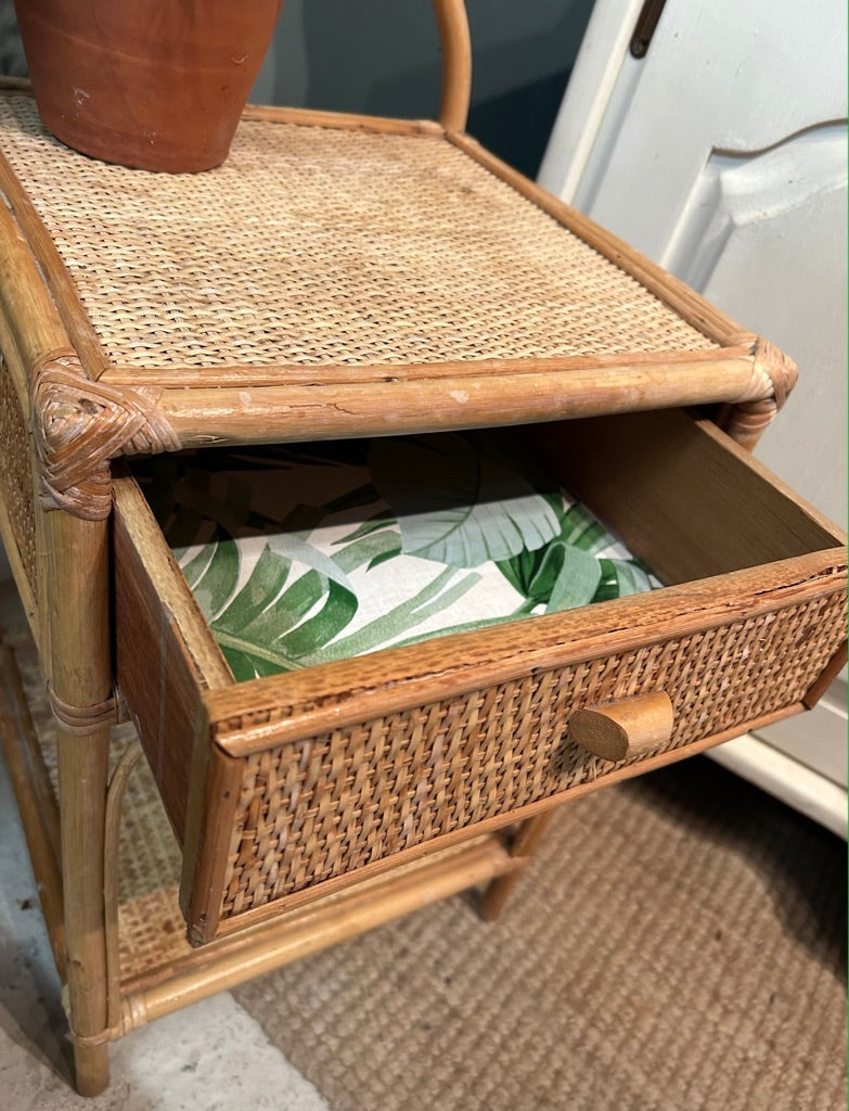 Vintage Bamboo Bedside Table