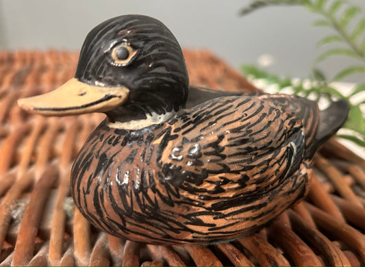 Small Hand Painted Vintage Ceramic Duck