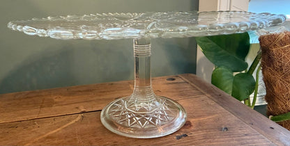Small Pretty Vintage Glass Cake Stand