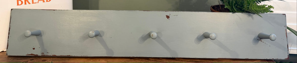 Painted Reclaimed Peg Hooks - Distressed Shabby Finish Battle Ship Grey