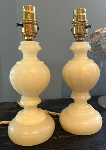 Pair of Vintage Alabaster Lamps