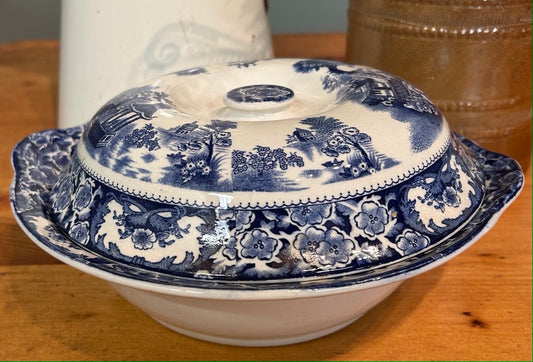 Vintage Blue and White Terrine Lidded Dish