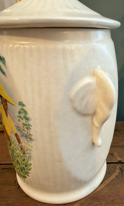 Vintage Sylvac Pottery White Pot - 1050's Tea Caddy Model 3372