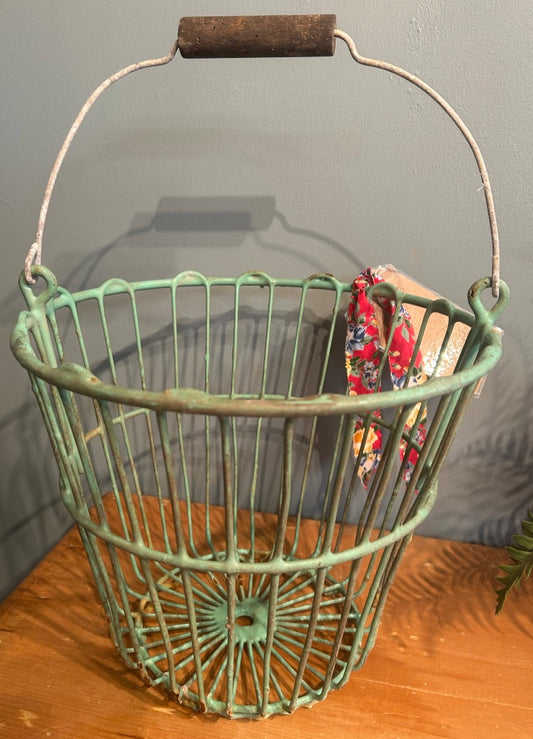 Vintage Rustic Green Garden Basket