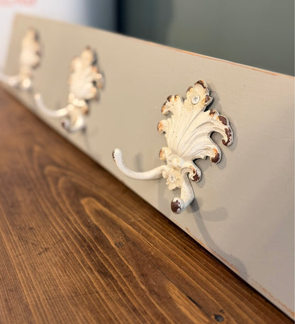 Painted Reclaimed Coat Hooks - Distressed Shabby Finish Grey