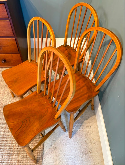Set of 4 Vintage Elm Stick back Chairs