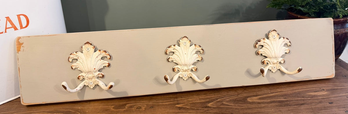 Painted Reclaimed Coat Hooks - Distressed Shabby Finish Grey