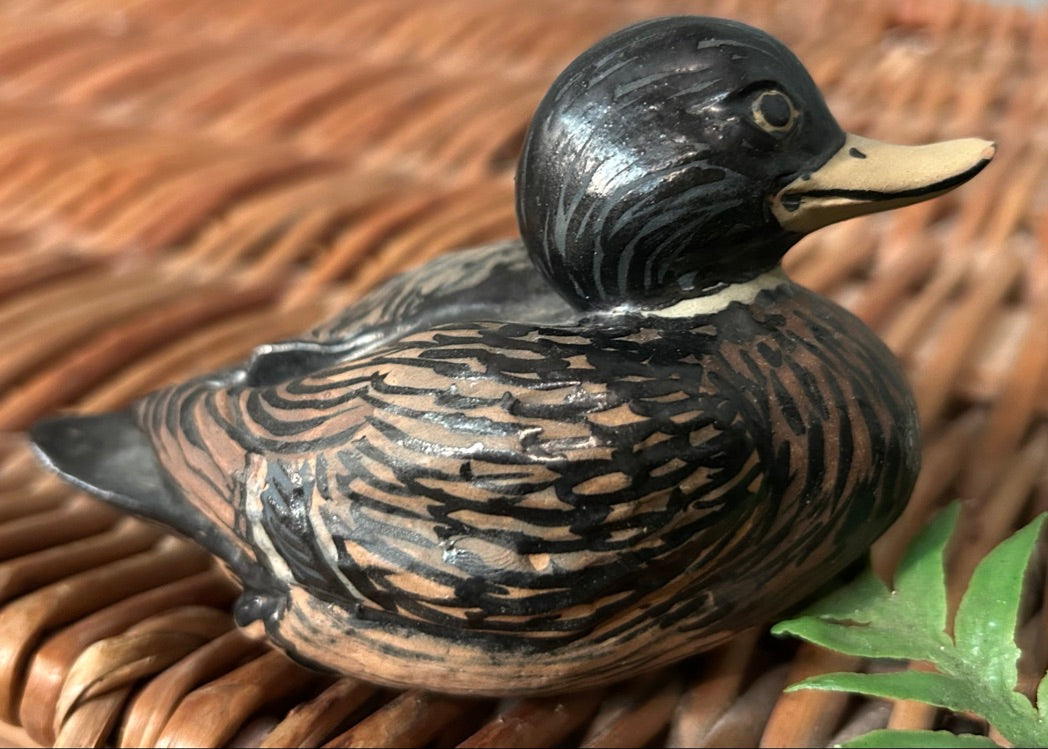 Small Hand Painted Vintage Ceramic Duck