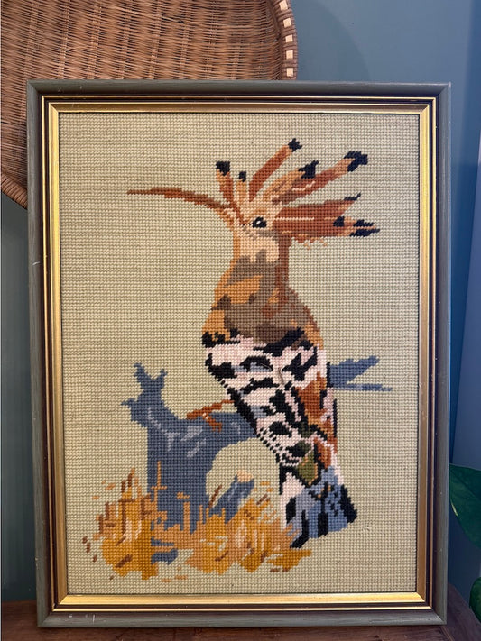 Vintage Framed Bird Tapestry