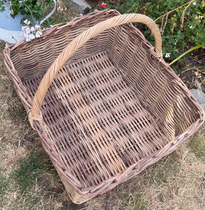 Large Vintage Wicker Bread Handled Basket