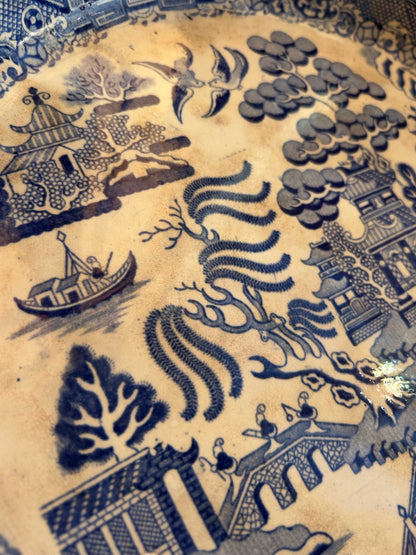 Vintage Blue and White Cake Plate