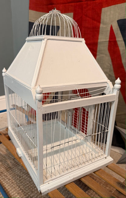 Antique White Bird Cage - Perfect for hanging a plant