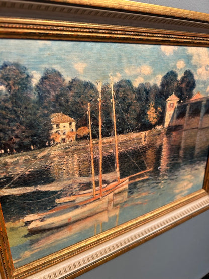 Small Vintage Landscape Paint - Riverbank