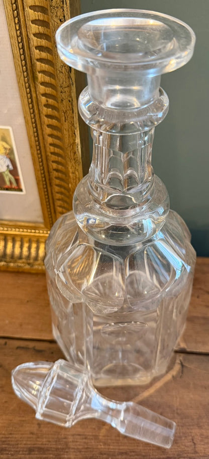 Vintage Cut Glass Decanter with Stopper *i
