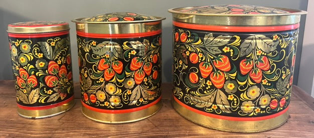 Set of 3 Vintage Round Tins