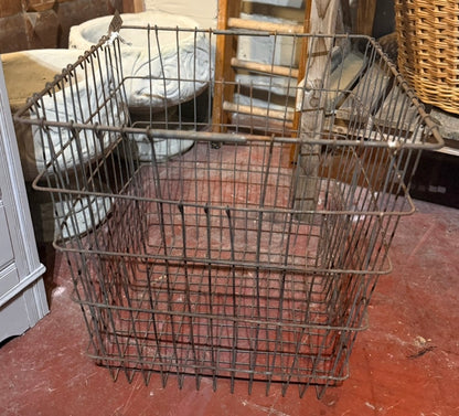 Square Rustic Vintage Wire Log Basket