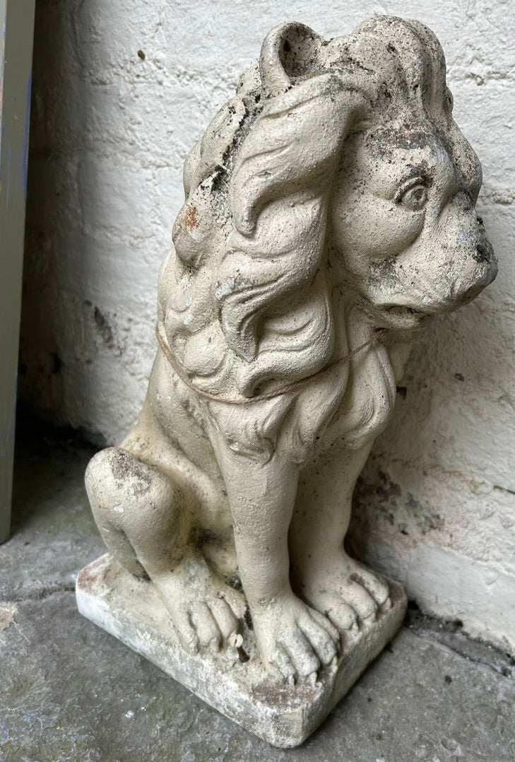 Vintage Concrete Lion Statue