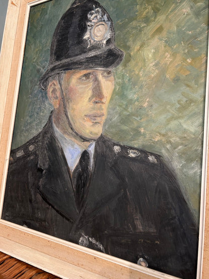 Vintage Policeman Portrait Painting