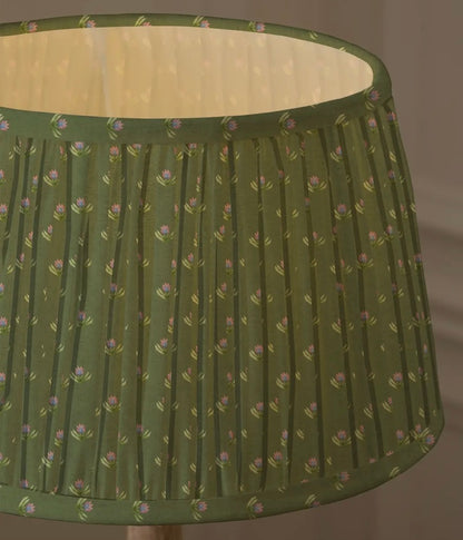 Traditional Vintage Style Pleated Tapered Lamp Shade - Green