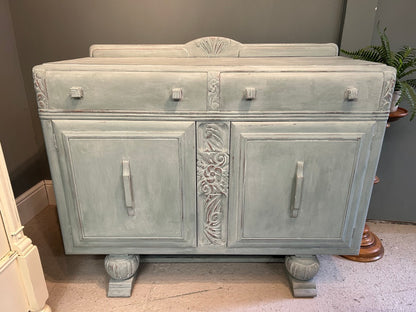 Vintage Shabby Painted Sideboard with White wash finish.