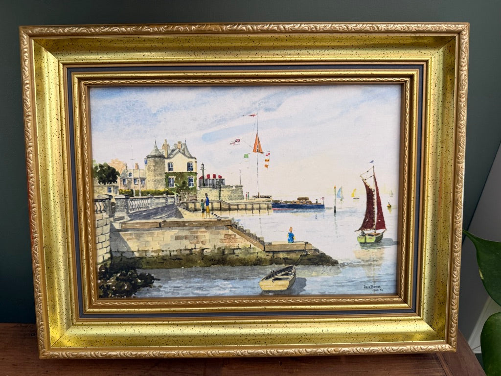 Original Painting Sea Side Landscape Framed