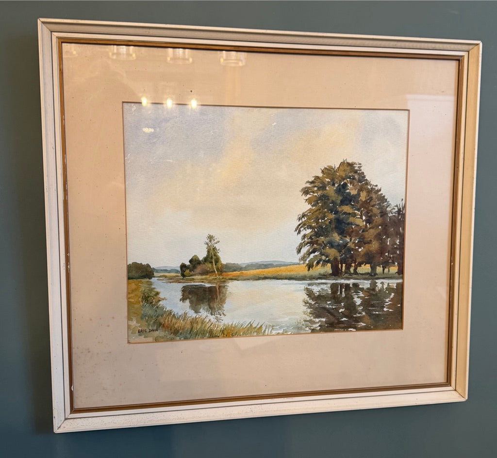 Vintage Framed Original Water Colour Painting "River Scene" by Eric Dawe