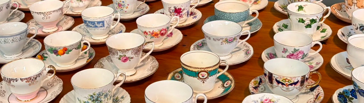 Job lot 15 Pretty Vintage Tea Cups & Saucers- Ideal for use at Tea Parties