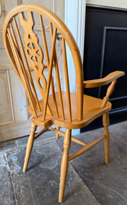 Vintage Wheel back Carver Chair- Light Wood