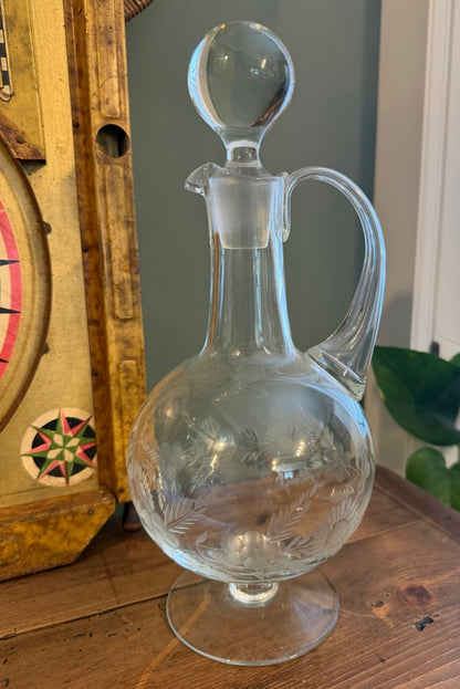 Vintage Cut Glass Decanter / Wine Jug with Stopper *C