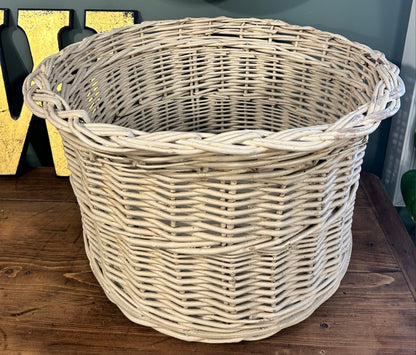 Large White Vintage Basket Planter