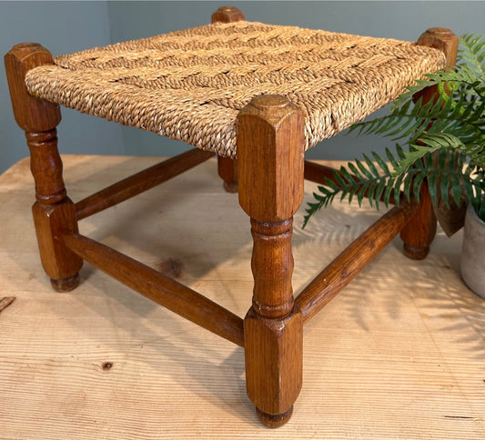 Vintage Woven Rattan Stool