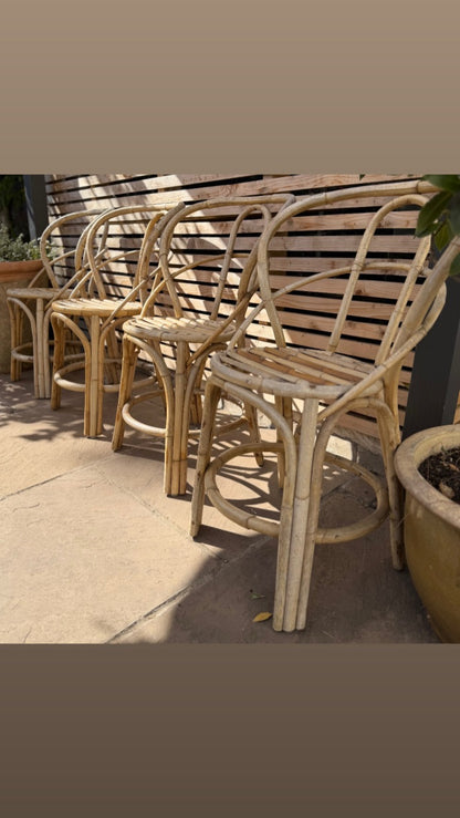 Set of 4 Vintage Bamboo Chairs