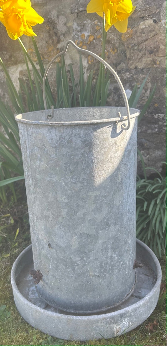 Reclaimed Galvanised Poultry Feeders - Great planters.