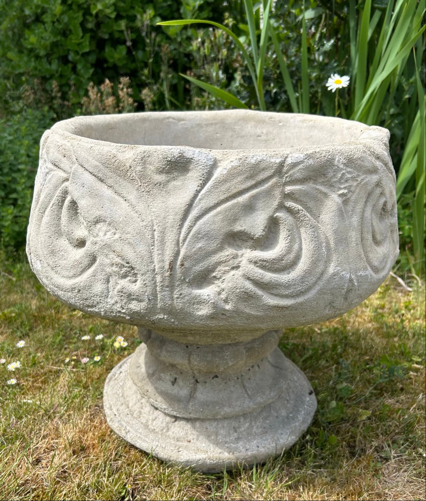 Pair of Concrete Ornate Planters