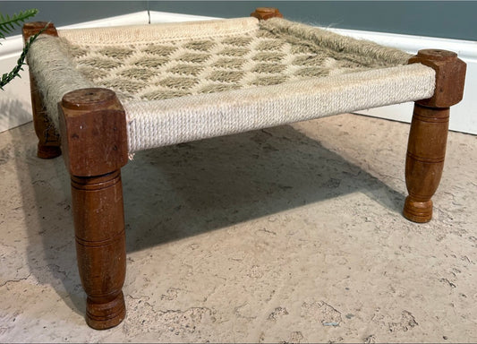 Vintage Indian Hand Woven Low Sitting Stool