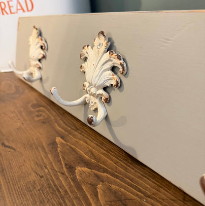 Painted Reclaimed Coat Hooks - Distressed Shabby Finish Grey