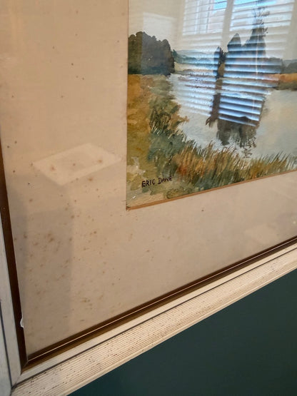 Vintage Framed Original Water Colour Painting "River Scene" by Eric Dawe