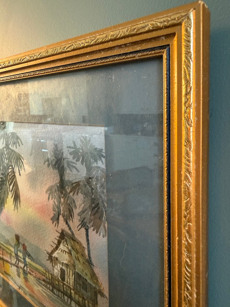 Vintage Framed Original Water Colour Painting By A D Hassan