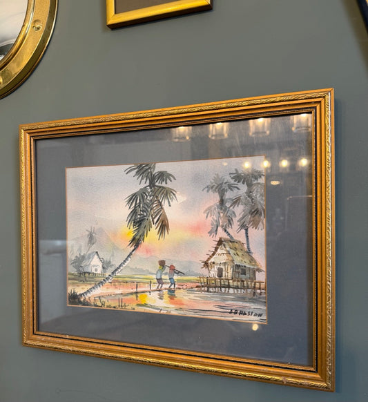 Vintage Framed Original Water Colour Painting By A D Hassan