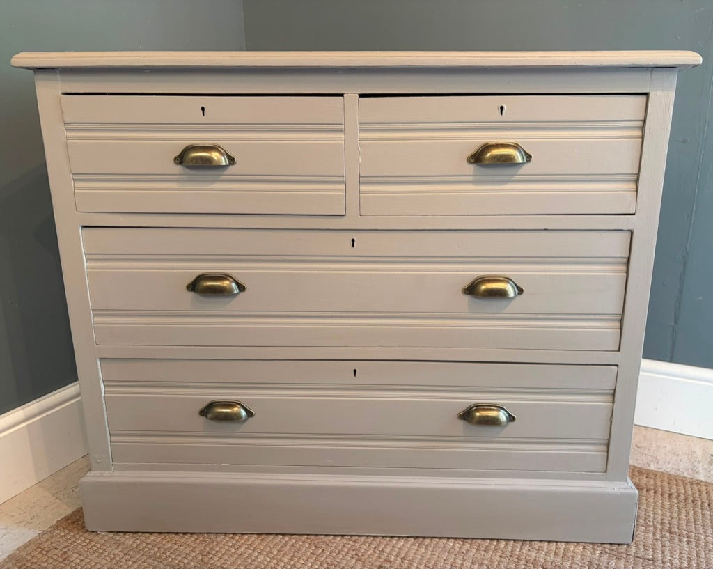 Vintage Painted Chest of Drawers - Frenchic Salt of the Earth with Cup handles