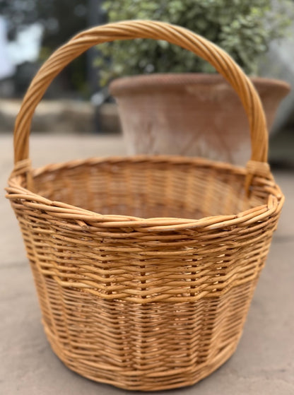 Vintage Round Wicker Handled Basket