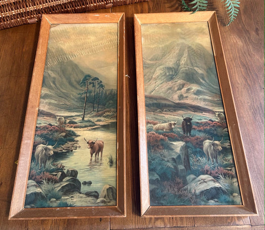 Pair of Vintage Highland Cow