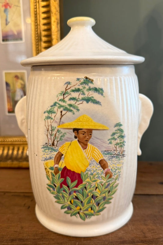 Vintage Sylvac Pottery White Pot - 1050's Tea Caddy Model 3372